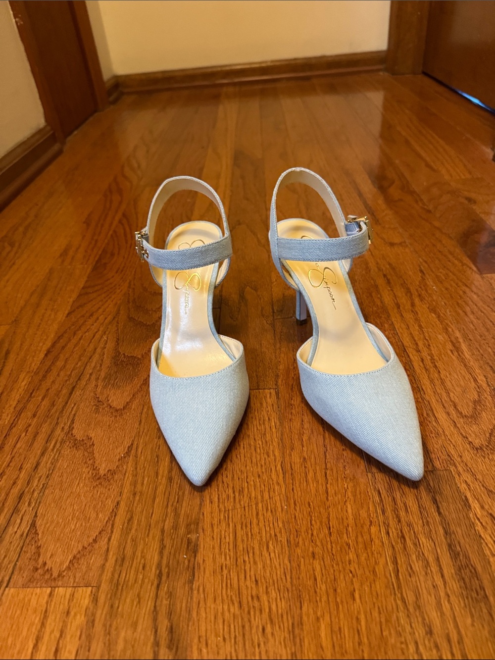 Jessica Simpson Powder Blue Pointed-Toe Ankle-Strap Heels